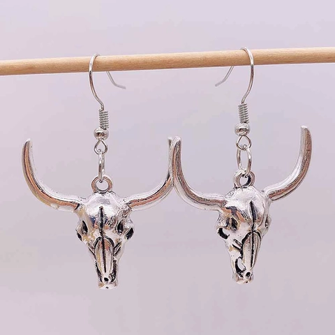 Bohemian Vintage Bull Skull Turquoise Earring Collection For Women Retro Silver Gold Plated Pine Cone Sun Cactus Dangle Jewelry
