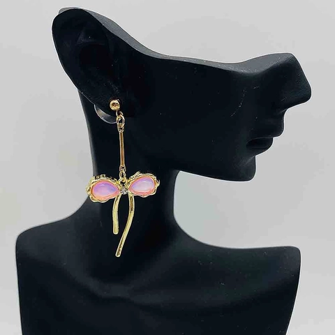 Fashion Alloy Rhinestone Bowknot Bear Heart Asymmetric Earrings For Women Iridescent Aurora Drop Dangle Earrings Korean Jewelry