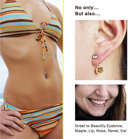 Piercing Nombril En Acier Inoxydable Avec Zircone Cubique Ronde Bijoux De Corps Pour Femmes Mode Piercing