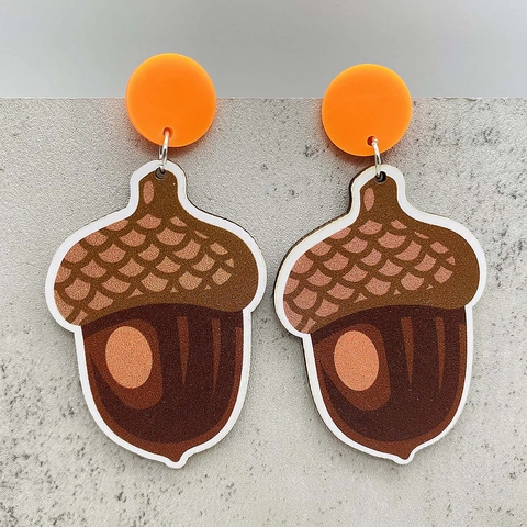 Pendientes Colgantes de Madera de Acción de Gracias Pavo Calabaza Hoja de Arce para Mujer Festival de Cosecha Estampado de Leopardo Joyería