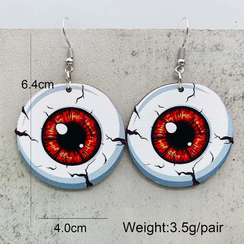 Halloween Horror Augapfel Blutige Kettensäge Holz Ohrhänger Gothic Gruseliger Schmuck Für Damen Party Festliches Accessoire