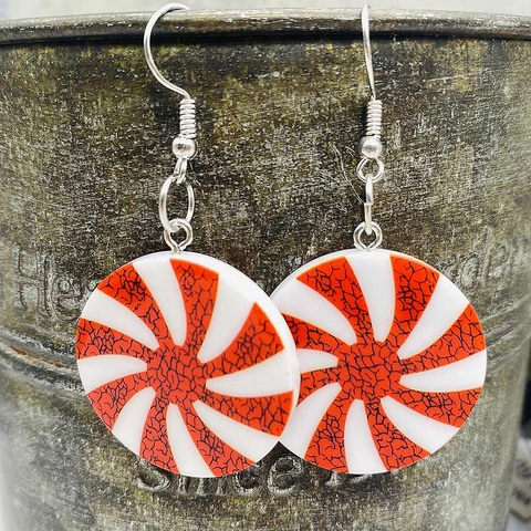 Weihnachten Pfefferminz Bonbon Ohrhänger Harz Acryl Spirale Wirbel Tropfen Ohrringe Für Damen Xmas Party Geschenk Schmuck