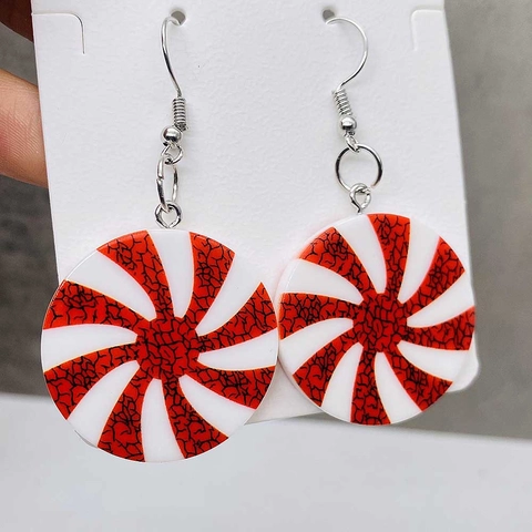 Weihnachten Pfefferminz Bonbon Ohrhänger Harz Acryl Spirale Wirbel Tropfen Ohrringe Für Damen Xmas Party Geschenk Schmuck