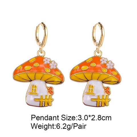 Thanksgiving Enamel Stud Earrings Alloy Turkey Pumpkin Maple Leaf Mushroom House Corn Earrings For Women Festival Gift Jewelry