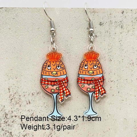 Creatieve Kerst Acryl Wijnglas Oorbellen Kerstmuts Elf Rode Wijnfles Druppel Oorbellen voor Vrouwen Kerst Sieraden