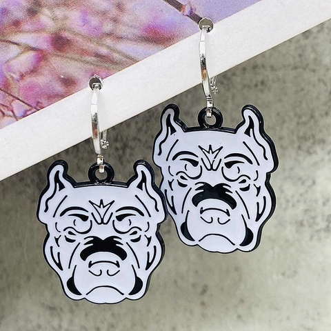 Vintage Alloy Drip Oil Animal Head Drop Earrings Retro Punk Tiger Wolf Eagle Lion Earrings For Men Women Street Jewelry Gift