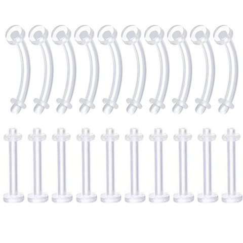 Transparent Acrylic Invisible Body Piercing Jewelry Retainer Bioflex Soft Bar Clear Nose Lip Eyebrow Piercing Studs
