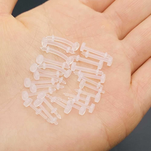 Transparent Acrylic Invisible Body Piercing Jewelry Retainer Bioflex Soft Bar Clear Nose Lip Eyebrow Piercing Studs