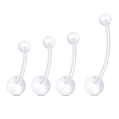 Piercing de Ombligo de Acrílico Transparente con Barra Suave Flexible Piercing Invisible para Mujer Joyería Corporal