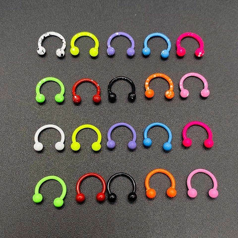 Stainless Steel Circular Barbell Nose Ring Painted Eyebrow Ring Tongue Lip Stud Piercing Jewelry Body Jewelry For Unisex