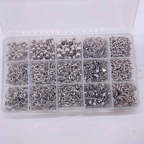 Stainless Steel Body Piercing Jewelry Set For Women Men Nose Rings Lip Studs Eyebrow Nails Tongue Barbells Geometric Jewelry
