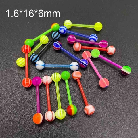 Mixed Color Acrylic Body Piercing Jewelry Set Colorful Spikes Striped Lip Studs Nose Rings Eyebrow Studs Tongue Rings Accessory