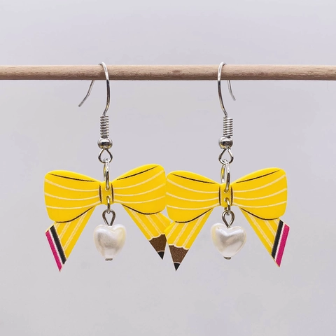 Boucles d'Oreilles en Acrylique Fête des Enseignants Crayon Règle Arc-en-Ciel Léopard École Boucles d'Oreilles Femme Bijoux Cadeau