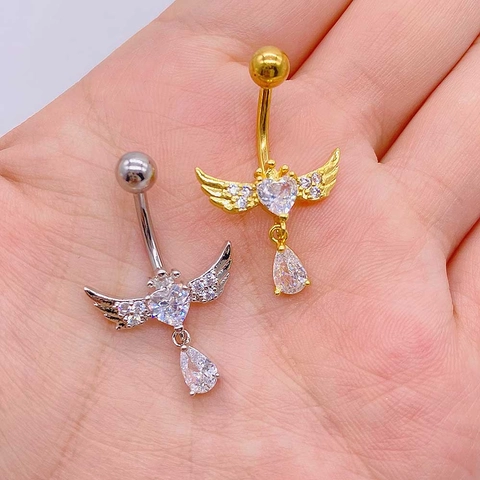 Stainless Steel Belly Ring Zirconia Heart Butterfly Bow Pendant Navel Piercing Body Jewelry For Women Wedding Jewelry
