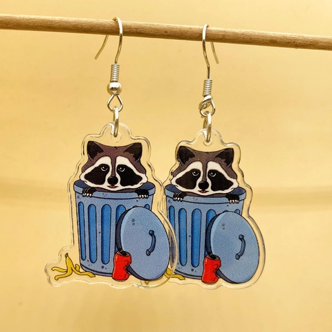 Halloween Christmas Raccoon Acrylic Drop Earrings For Women Funny Pumpkin Wizard Black Cat Bat Skull Festive Party Jewelry