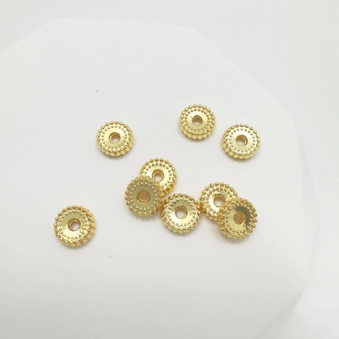 Gold Plated Alloy Beaded Edge Round Spacer Beads For DIY Necklace Bracelet Jewelry Making Accessories Handmade Findings