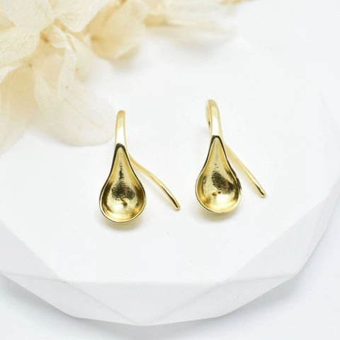 Minimalist Copper Earring Hook Settings DIY Jewelry Findings Gold Silver Plated Polished Ear Hook Tray For Pearl Beads Making