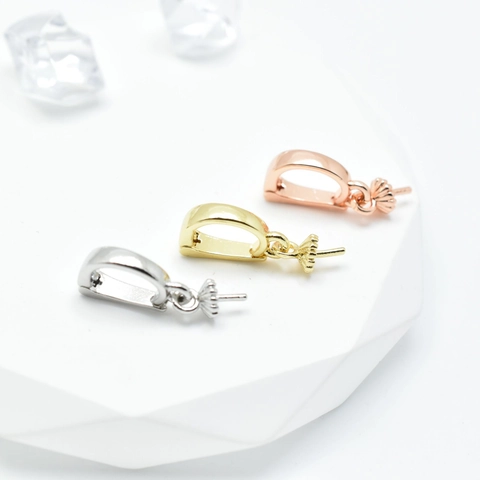 DIY Jewelry Making Pendant Bail Copper D-Shape Connector For Pearl Necklace Findings Electroplated Minimalist Accessories