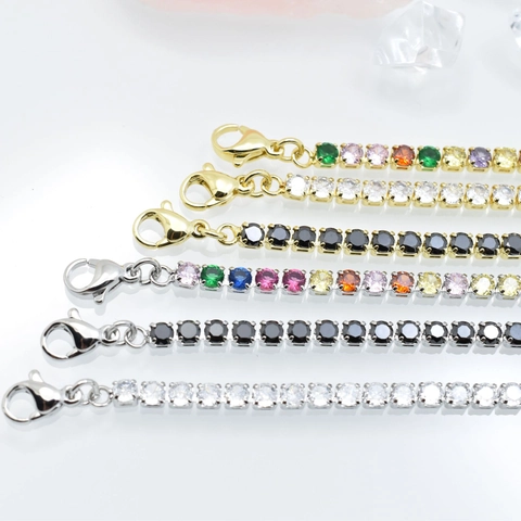Fashion 18K Gold Plated Copper Tennis Bracelet With Zirconia Paperclip Chain Splicing Bracelet For Women Jewelry Gift