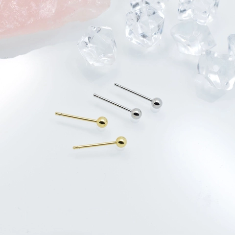 Minimalist Copper Round Bead Stud Earrings High Polished Small Ball Earring For Women Classic Daily Jewelry Accessory Gift