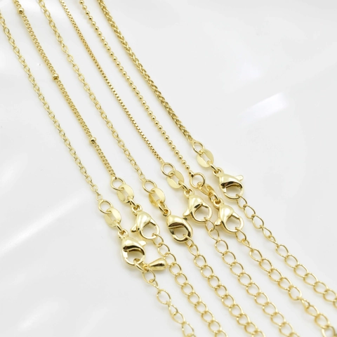 Real Gold Plated Copper Chain Necklace For Women Adjustable Link Chain Necklace With Lobster Clasp Korean Style Jewelry