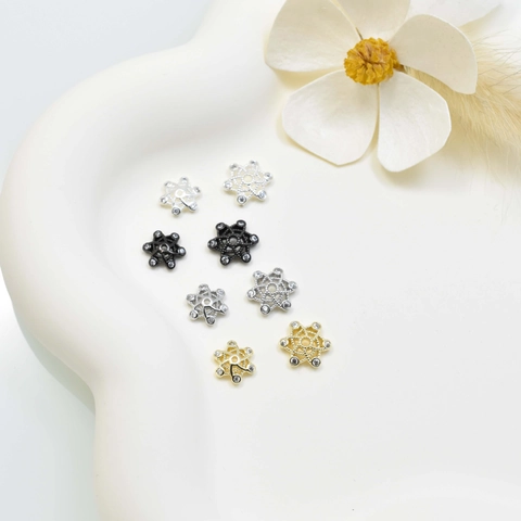 Zirconia Hexagram Snowflake Bead Cap Real Gold Plated Copper Spacer Beads For DIY Jewelry Making Handmade Findings Accessories