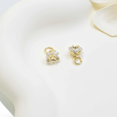 Mini 14K Gold Plated Copper Zircon Rose Flower Pendant Only For Handcrafted DIY Necklace Bracelet Jewelry Making Accessory