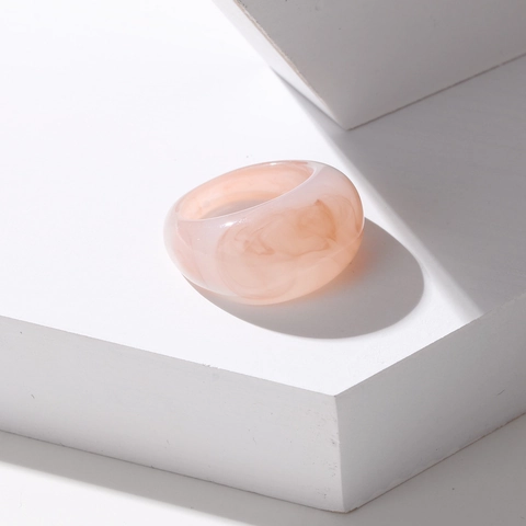 Vintage Resin Marble Pattern Chunky Ring For Women Retro Minimalist Ins Style Transparent Colorful Acrylic Finger Ring Jewelry Gift