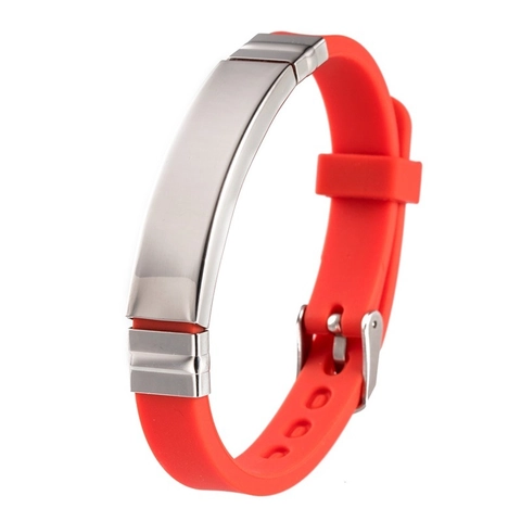 Men Sporty Silicone Bracelet Minimalist Polished Stainless Steel ID Plate Adjustable Wristband Casual Fashion Jewelry