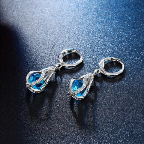 Ensemble de Bijoux en Cuivre et Zirconia Mode Collier avec Pendentif Goutte d'Eau et Boucles d'Oreilles Assorties Femme