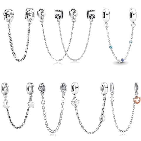 Kupfer Versilbert Herz Stern Sicherheitskette Anhänger Für Armband Herstellung Zirkonia DIY Schmuckzubehör Für Damen