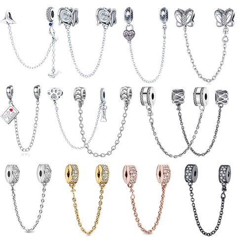 Versilberte Kupfer DIY Sicherheitskette Charm Delphin Schmetterling Herz Muster Zirkonia Anhänger Für Damen Armband Schmuckherstellung