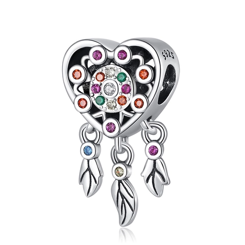 925 Sterling Silver Plated Dreamcatcher Heart Unicorn Firefly Pendant Charm For DIY Jewelry Making Bracelet Women Accessories