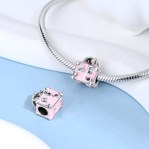 S925 Sterling Silver Charms Beads For DIY Bracelet Fashion Lipstick High Heels Suitcase Handbag Shopping Theme Enamel Jewelry