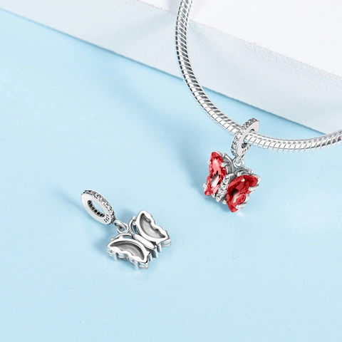 Schmetterling Charm Versilbertes Kupfer Kristall Zirkon DIY Schmuckherstellung Armband Zubehör Mode Für Frauen