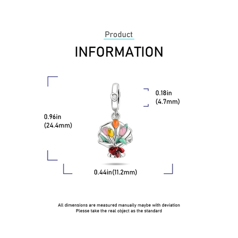 Fashion Copper Enamel Flower Bouquet Charms For DIY Bracelets Graduation Rose Trophy Heart Pendants Women Jewelry Accessories