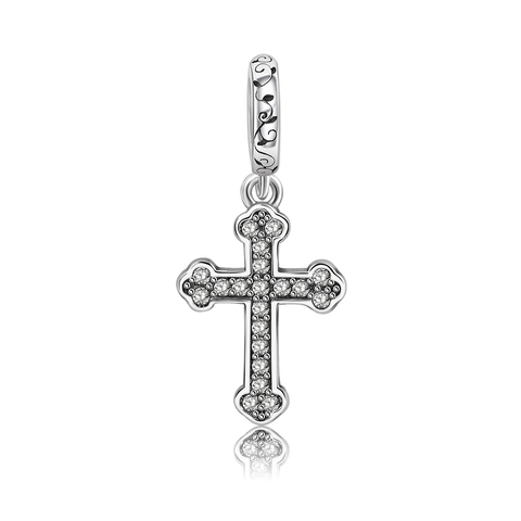 S925 Sterling Silver Religious Cross Charm For Jewelry Making Zirconia Bible Angel Heart Pendant For Bracelet Necklace