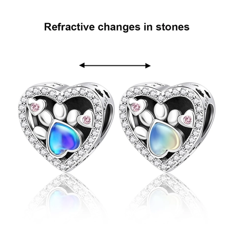 Copper Rhinestone Pet Paw Print Heart Charm Pendant For DIY Jewelry Making Women Baby Footprint Fashion Jewelry Charm Accessories