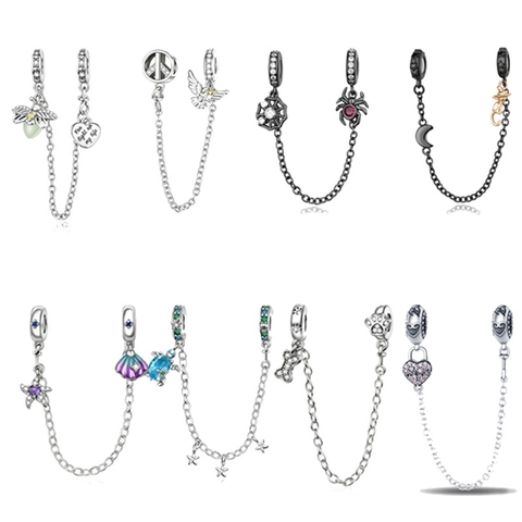 Kupfer Sicherheitsketten-Anhänger Für DIY Armband Strass Tier Glühwürmchen Schildkröte Friedenstaube Seestern Herzschloss Schmuck Charm