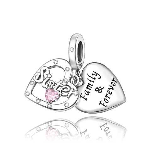 Fashion Copper Heart Pendant Charm Rhinestone Inlaid DIY Jewelry Accessories For Bracelet Necklace Gift For Family Women