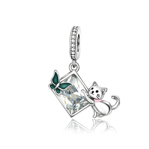 Silver Plated Copper Animal Charm Pendant DIY Jewelry Making Cat Dog Elephant Pegasus Axolotl Corgi Fox Zirconia Charms