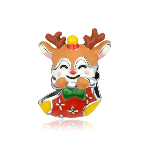 Christmas Charms Pendants Copper Enamel Reindeer Tree Snowman Bell For DIY Bracelet Necklace Jewelry Making Festive Gift