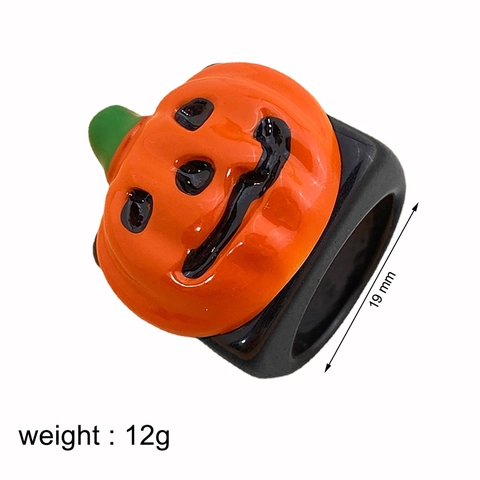 Anello in Resina di Halloween Zucca Fantasma Pipistrello Esagerato Estroso Chunky Anello da Dito per Halloween Festival Festa Gioielli Regalo