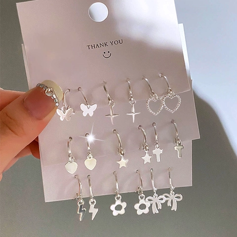 Mode Legierung Kunstperle Schmetterling Herz Ohrring Kollektion Für Damen Süße Tropföl Stern Kreuz Schleife Ohrringe Schmuck