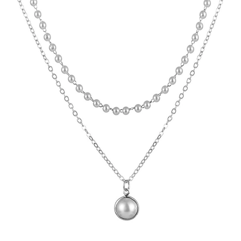 Vintage Alloy Multilayer Artificial Pearl Necklace For Women Elegant Gold Silver Portrait Coin Heart Pendant Choker Jewelry