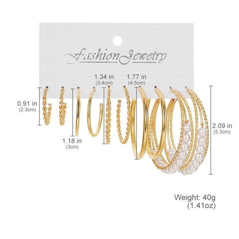 Vintage Gold Silber Creolen Für Damen Mode Legierung Schmuck Mit Künstlicher Perle Geometrische Design Ohrring Kollektion