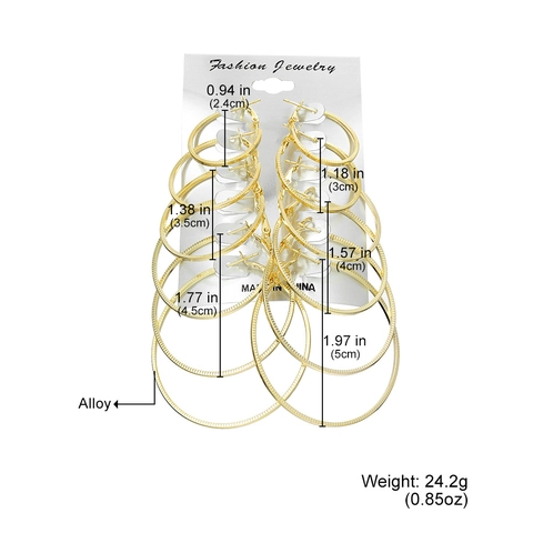 Fashion Alloy Oversized Hoop Earrings Set For Women Twisted Textured Smooth Gold Silver Hoop Jewelry Set For Party
