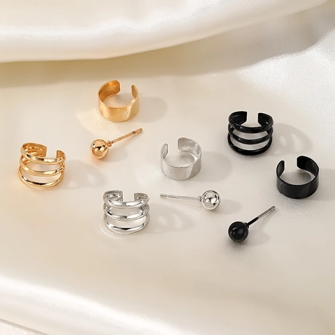 Damen Legierung Strass Schmetterling Stern Mond Ohrklemmen Set Mode Clip-on Ohrringe Kette Schmuck Für Party