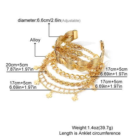 Fashion Gold Plated Alloy Jewelry Set For Women Multilayer Necklace Bracelet Earrings And Ring Set Elegant Accessory