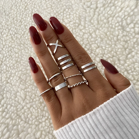 Fashion Alloy Metal Ring Collection For Women Gold Silver Plated Minimalist Geometric Twist Stackable Finger Rings Jewelry